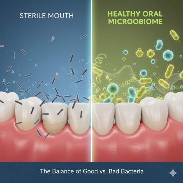 close up of a person smiling confidently after a morning dental ritual.