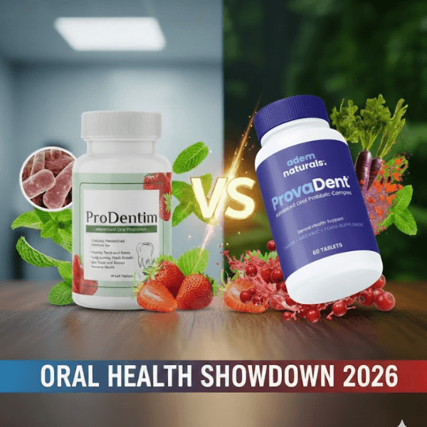 comparison between prodentim and provadent supplement bottles for oral health 2026