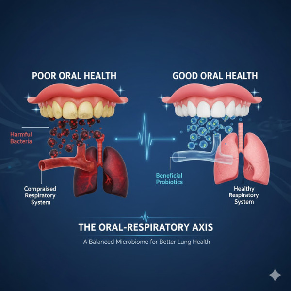 visual representation of the connection between oral health and the respiratory system