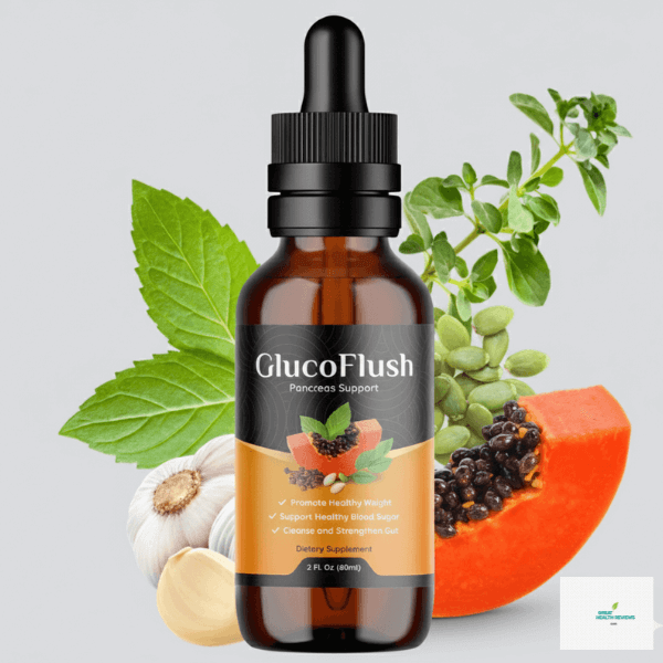 GlucoFlush dietary supplement bottle official 2026 packaging for blood sugar support