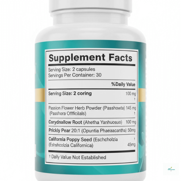 NerveCalm Official Site: Supplement Facts label showing no fillers or artificial ingredients.